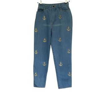 Jenna Embroidery Anchors High Rise Mom Jeans Size 12